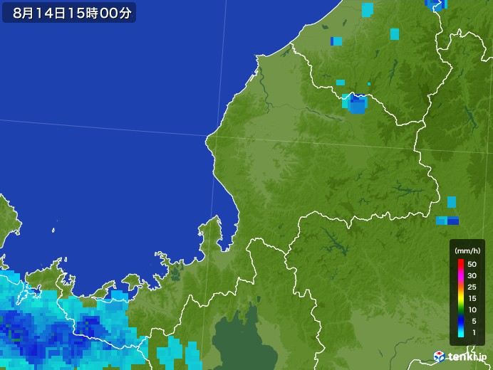 福井県の雨雲レーダー(2017年08月14日)