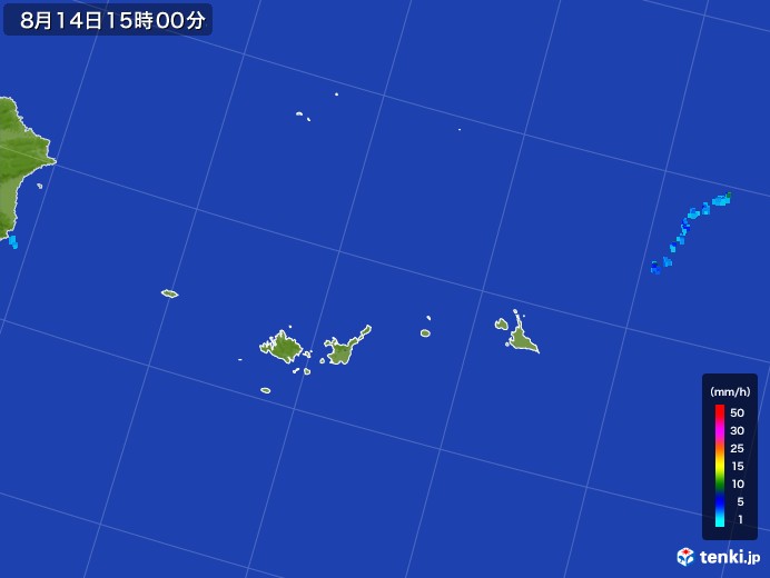 宮古・石垣・与那国(沖縄県)の雨雲レーダー(2017年08月14日)