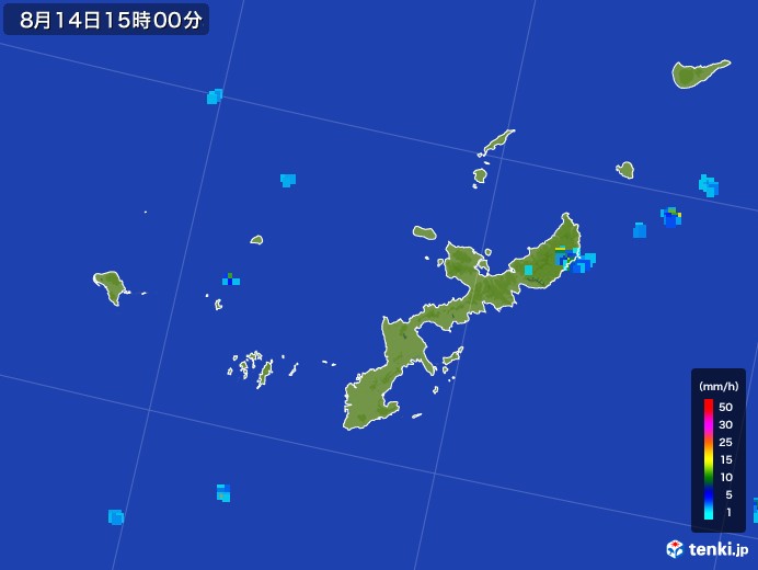 沖縄県の雨雲レーダー(2017年08月14日)