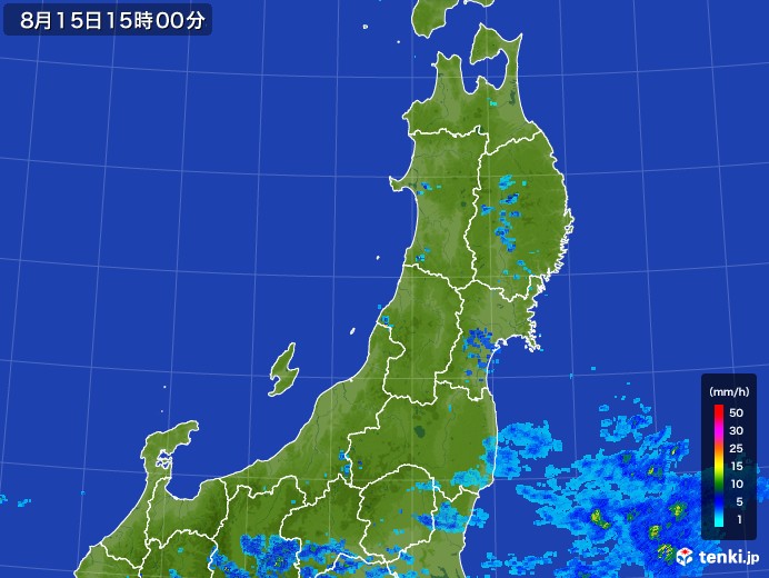 東北地方の雨雲レーダー(2017年08月15日)