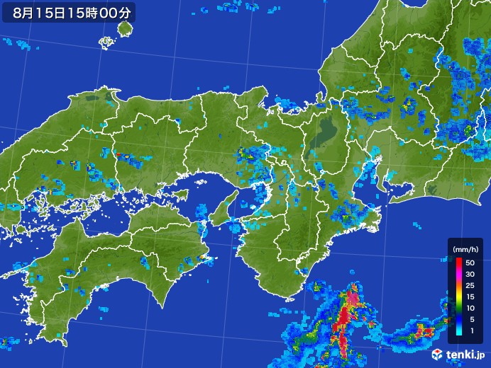 近畿地方の雨雲レーダー(2017年08月15日)