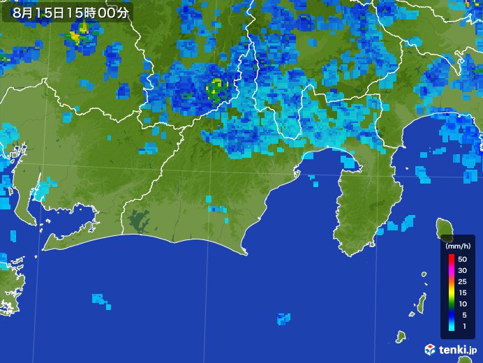 静岡県の雨雲レーダー(2017年08月15日)