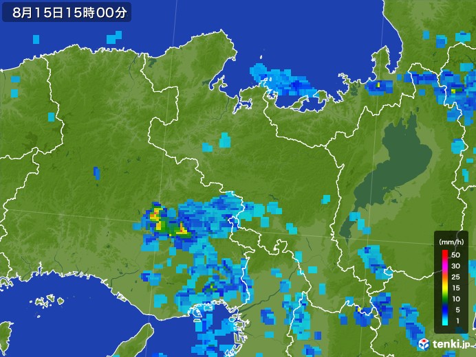 京都府の雨雲レーダー(2017年08月15日)