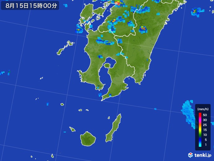 鹿児島県の雨雲レーダー(2017年08月15日)