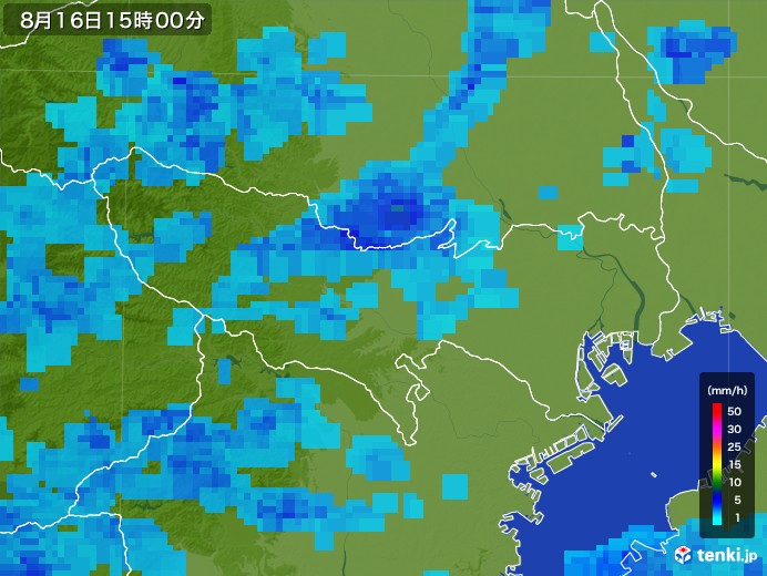 東京都の雨雲レーダー(2017年08月16日)