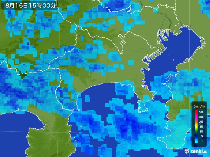 神奈川県の雨雲レーダー(2017年08月16日)