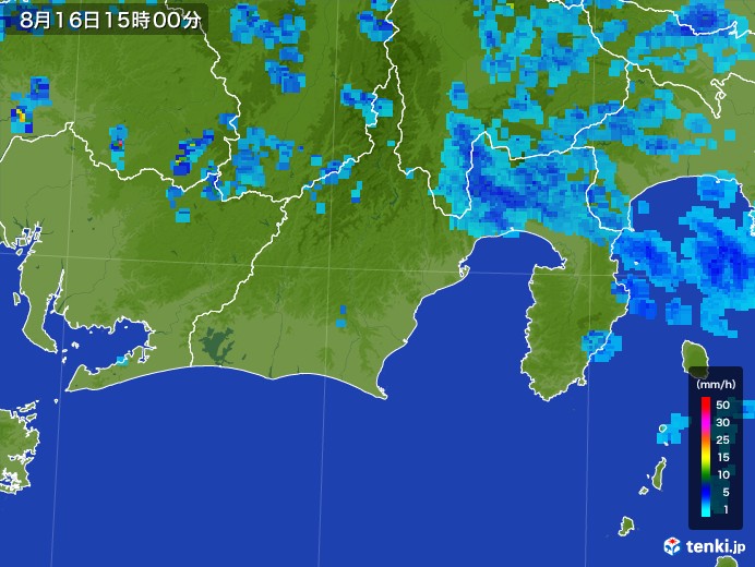 静岡県の雨雲レーダー(2017年08月16日)