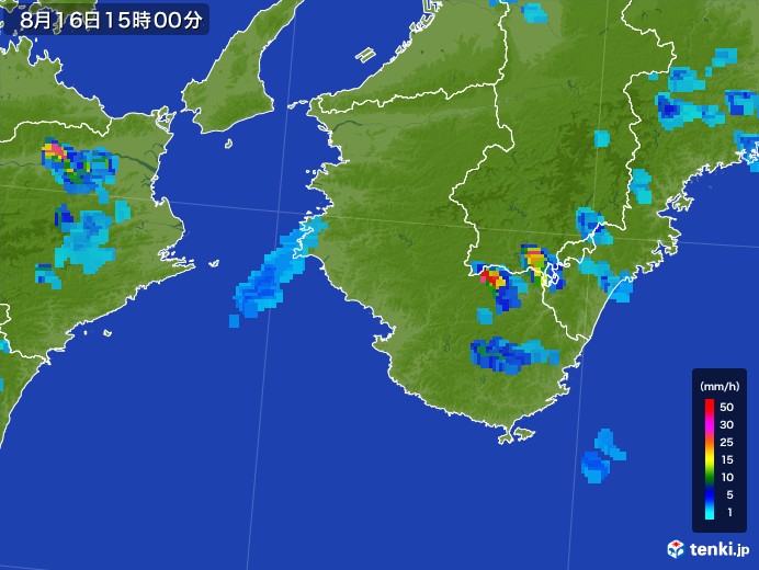和歌山県の雨雲レーダー(2017年08月16日)