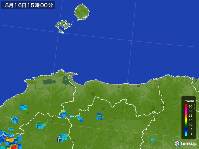鳥取県の雨雲レーダー(2017年08月16日)