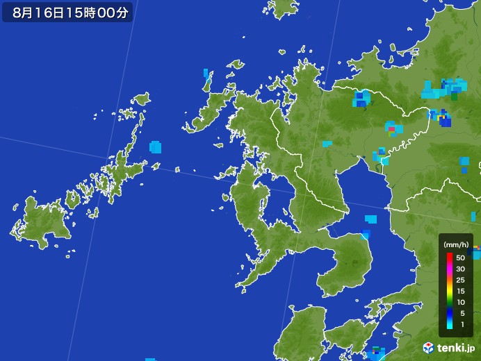 長崎県の雨雲レーダー(2017年08月16日)