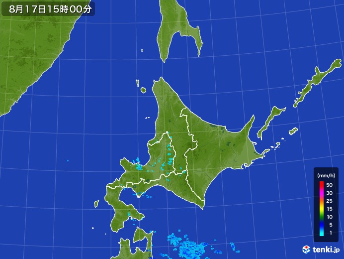 北海道地方の雨雲レーダー(2017年08月17日)