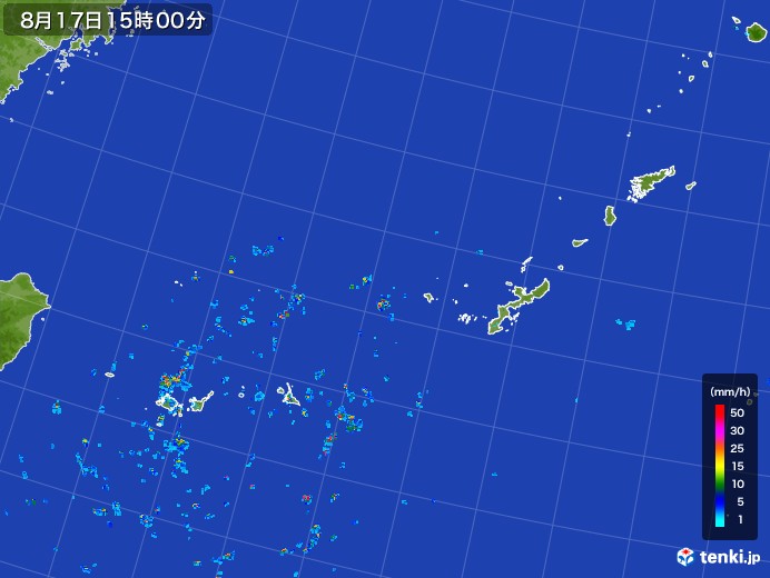 沖縄地方の雨雲レーダー(2017年08月17日)