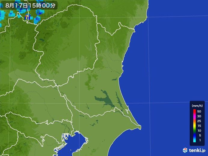 茨城県の雨雲レーダー(2017年08月17日)