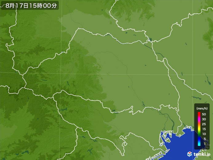 埼玉県の雨雲レーダー(2017年08月17日)
