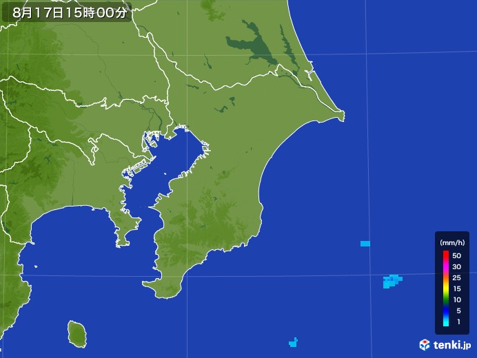 千葉県の雨雲レーダー(2017年08月17日)