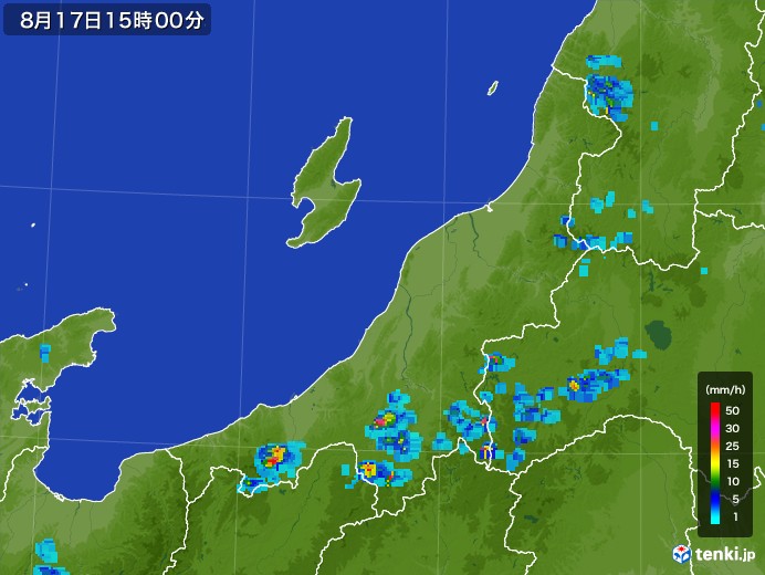 新潟県の雨雲レーダー(2017年08月17日)