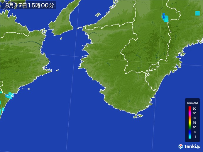 和歌山県の雨雲レーダー(2017年08月17日)