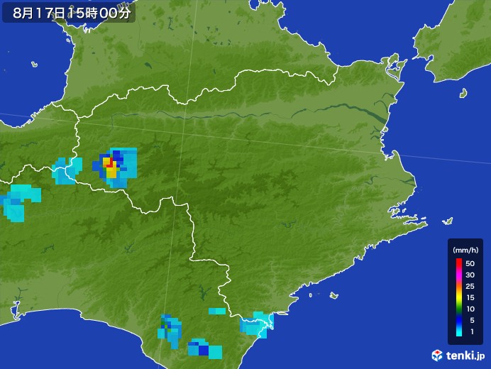 徳島県の雨雲レーダー(2017年08月17日)