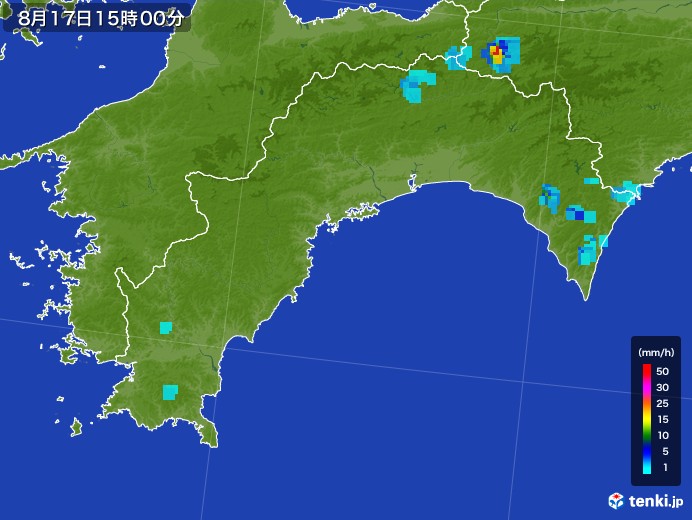 高知県の雨雲レーダー(2017年08月17日)