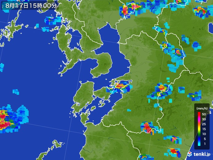 熊本県の雨雲レーダー(2017年08月17日)