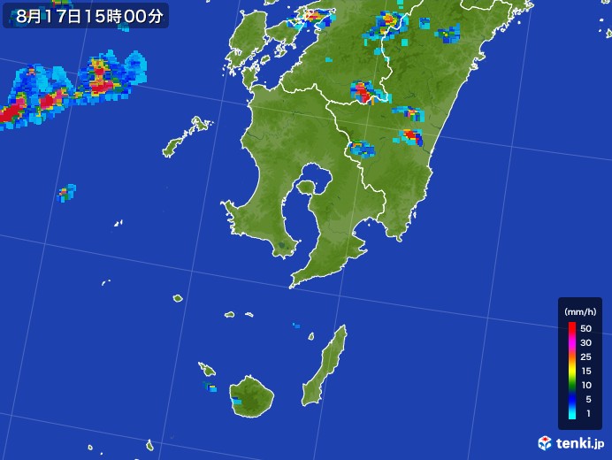 鹿児島県の雨雲レーダー(2017年08月17日)