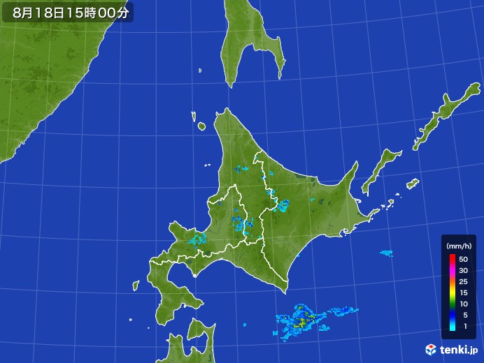 北海道地方の雨雲レーダー(2017年08月18日)