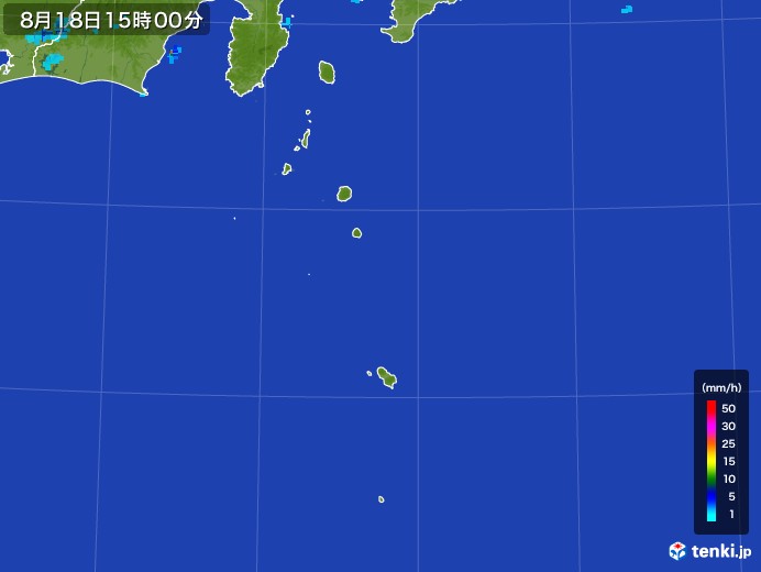 伊豆諸島(東京都)の雨雲レーダー(2017年08月18日)