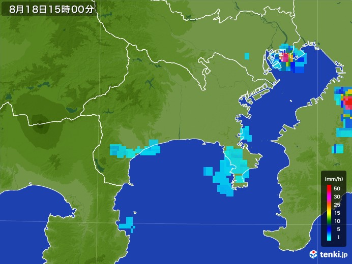 神奈川県の雨雲レーダー(2017年08月18日)