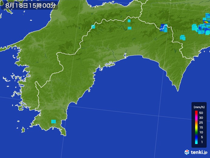 高知県の雨雲レーダー(2017年08月18日)