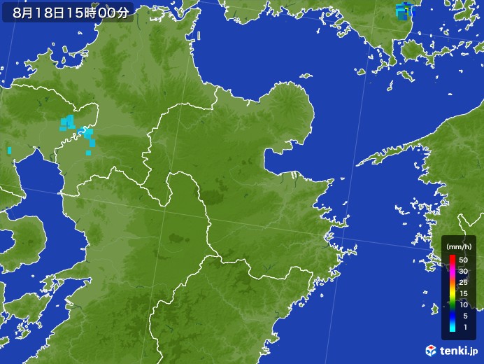 大分県の雨雲レーダー(2017年08月18日)