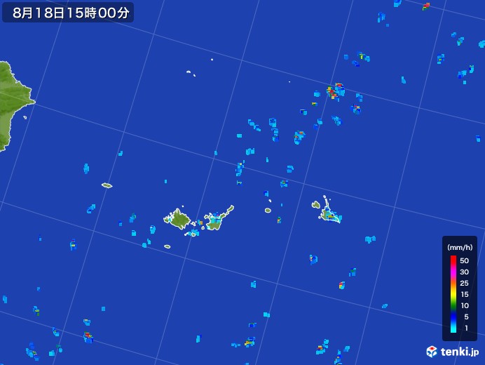 宮古・石垣・与那国(沖縄県)の雨雲レーダー(2017年08月18日)