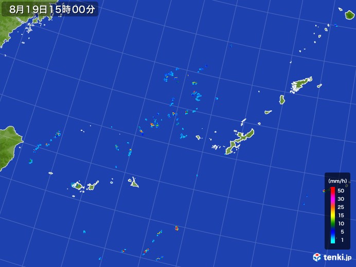 沖縄地方の雨雲レーダー(2017年08月19日)