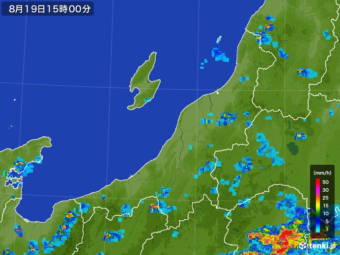 新潟県の雨雲レーダー(2017年08月19日)