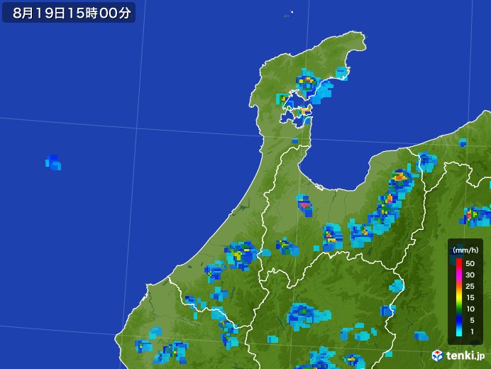 石川県の雨雲レーダー(2017年08月19日)