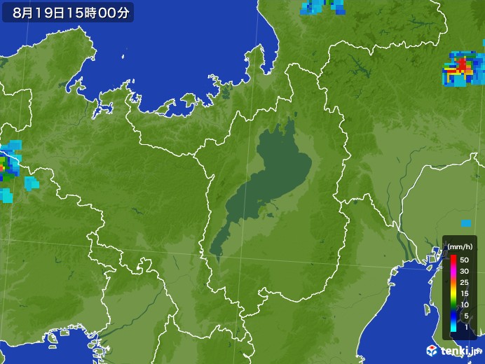 滋賀県の雨雲レーダー(2017年08月19日)