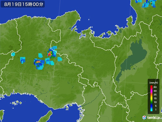京都府の雨雲レーダー(2017年08月19日)