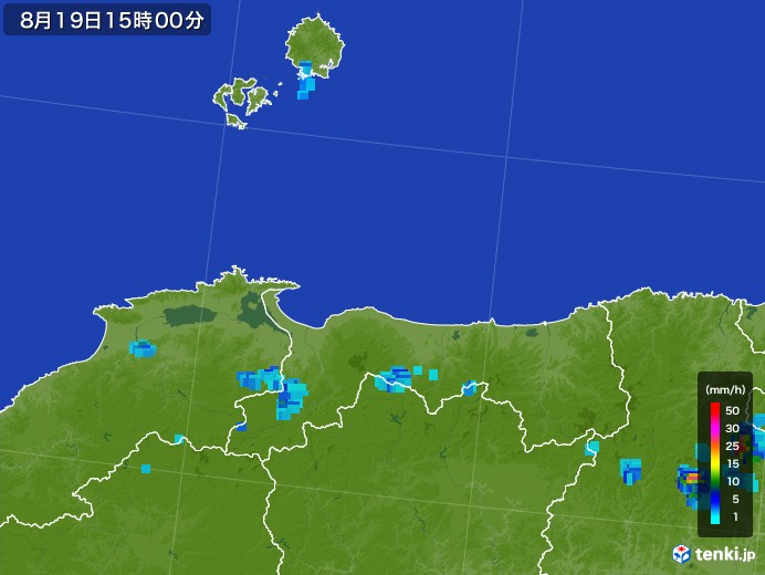 鳥取県の雨雲レーダー(2017年08月19日)