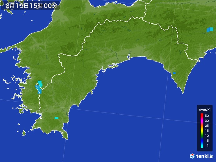 高知県の雨雲レーダー(2017年08月19日)