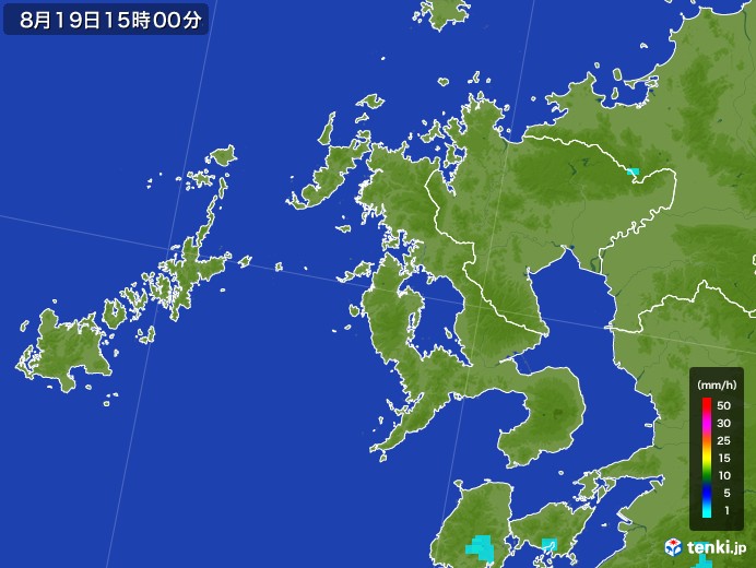 長崎県の雨雲レーダー(2017年08月19日)