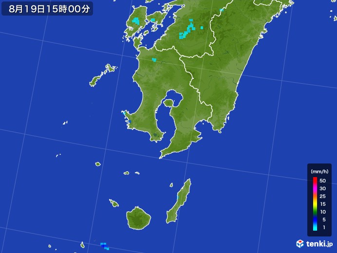 鹿児島県の雨雲レーダー(2017年08月19日)