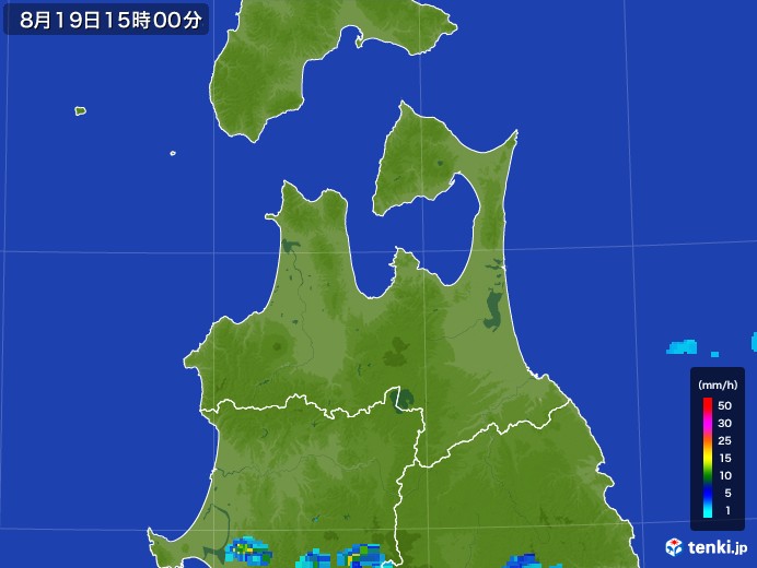 青森県の雨雲レーダー(2017年08月19日)