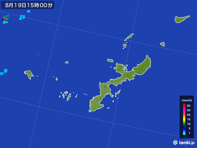 沖縄県の雨雲レーダー(2017年08月19日)