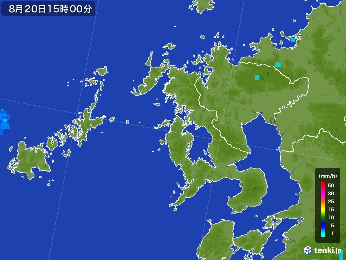 長崎県の雨雲レーダー(2017年08月20日)