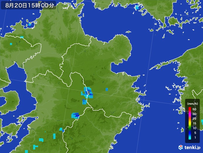 大分県の雨雲レーダー(2017年08月20日)