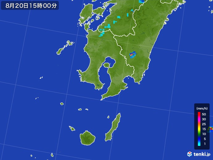 鹿児島県の雨雲レーダー(2017年08月20日)