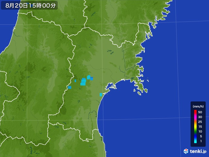 宮城県の雨雲レーダー(2017年08月20日)