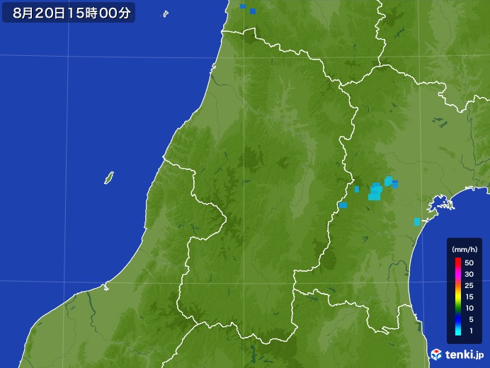 山形県の雨雲レーダー(2017年08月20日)