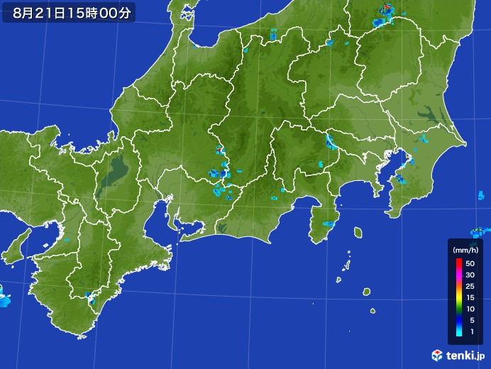 東海地方の雨雲レーダー(2017年08月21日)