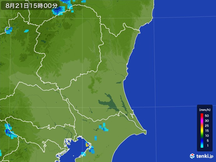 茨城県の雨雲レーダー(2017年08月21日)