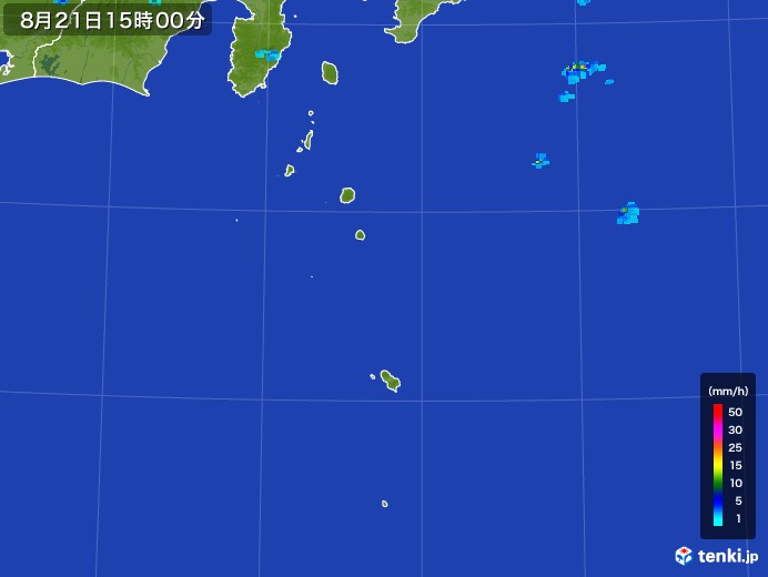 伊豆諸島(東京都)の雨雲レーダー(2017年08月21日)